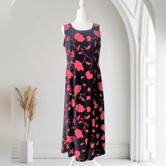 Studio I Womens Red Floral Maxi Dress Size 8 - Picture 1 of 5